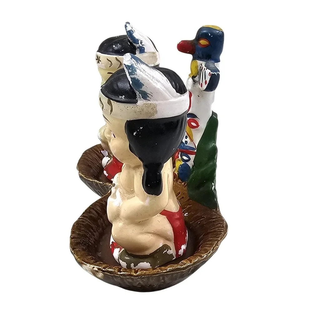 Vintage Japan Ceramic Salt and Pepper Shakers Set with Totem Pole Base Multi